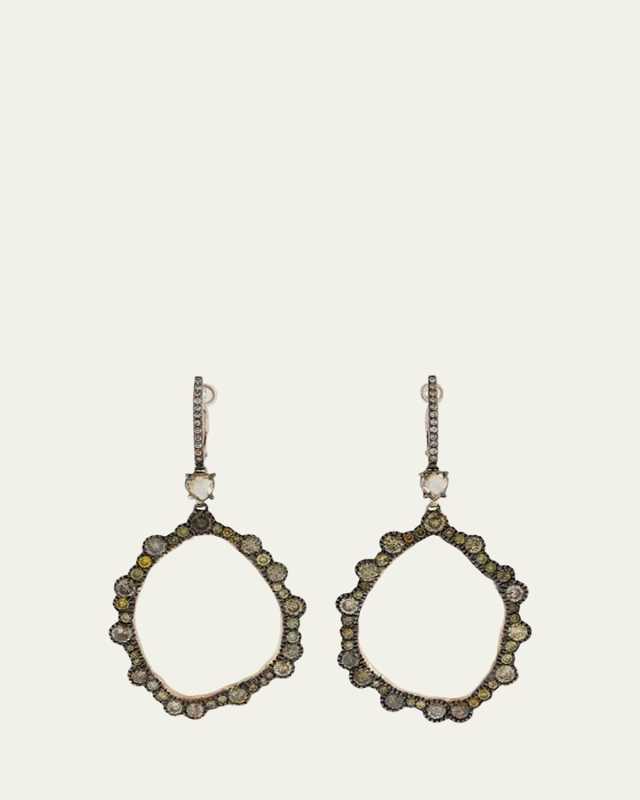 18K Gold and Black Rhodium Natural Color Signature KMD Irregular Diamond Earrings